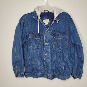 Vintage 90s blue gray denim button front boxy truckers jacket size large